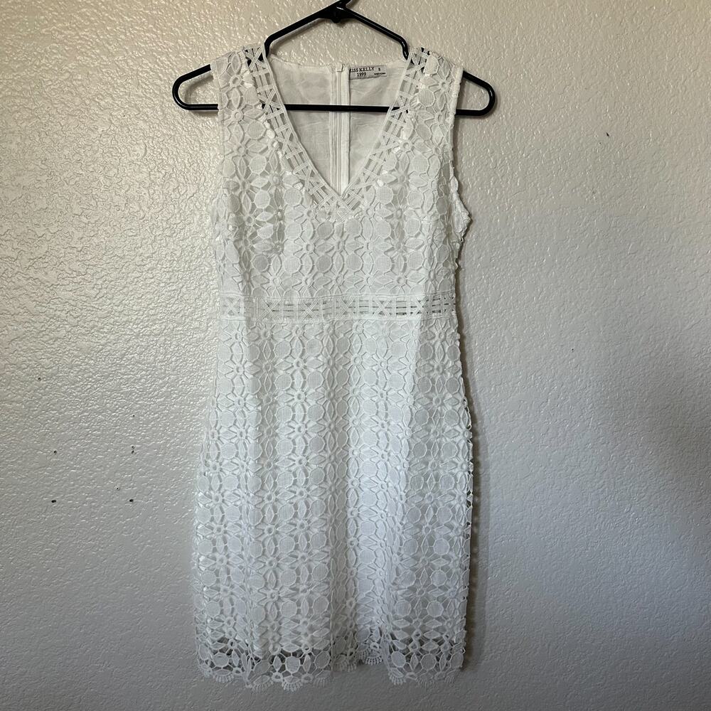 Miss Kelly 1999 White Crochet Lace Dress Bridal Engagement Size Small